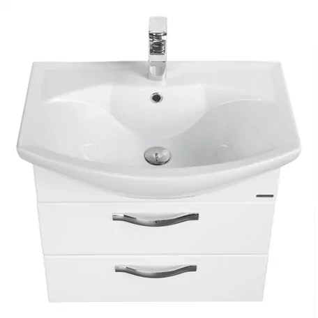 Тумба подвесная Aquaton Ария 50 М с раковиной Смайл 50, 2 ящика, белый