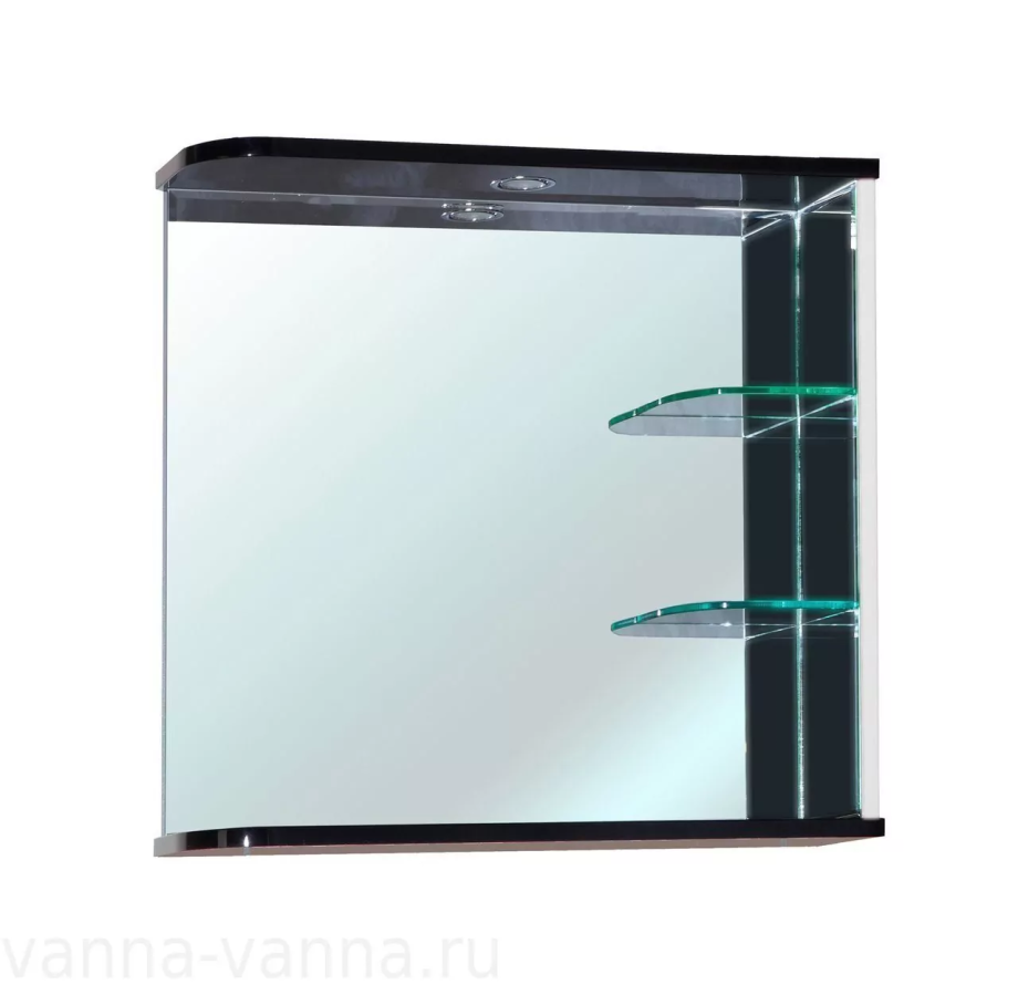 Зеркало Bellezza Рио 70 свет, с ИК выключателем, правое, белый с черным