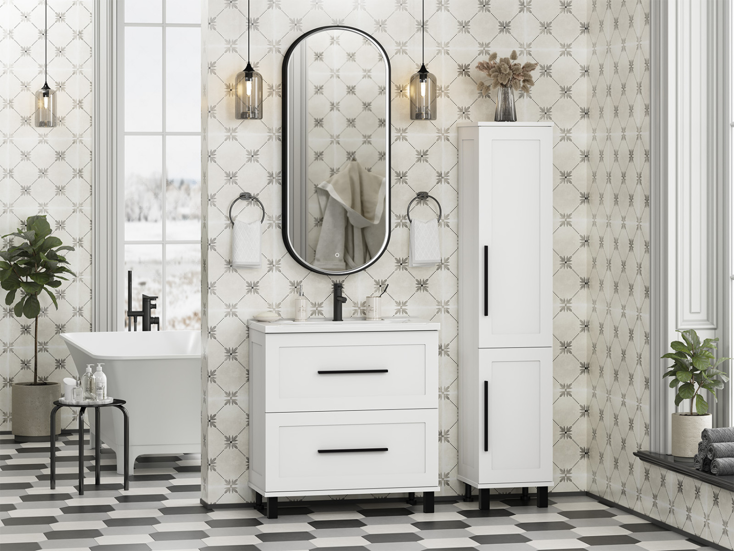 Тумба с раковиной Misty Модерн 80, белый