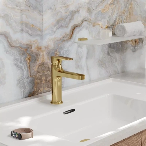 Смеситель для раковины WasserKraft Neckar 2103 глянцевое золото от магазина Vanna-Vanna.ru!