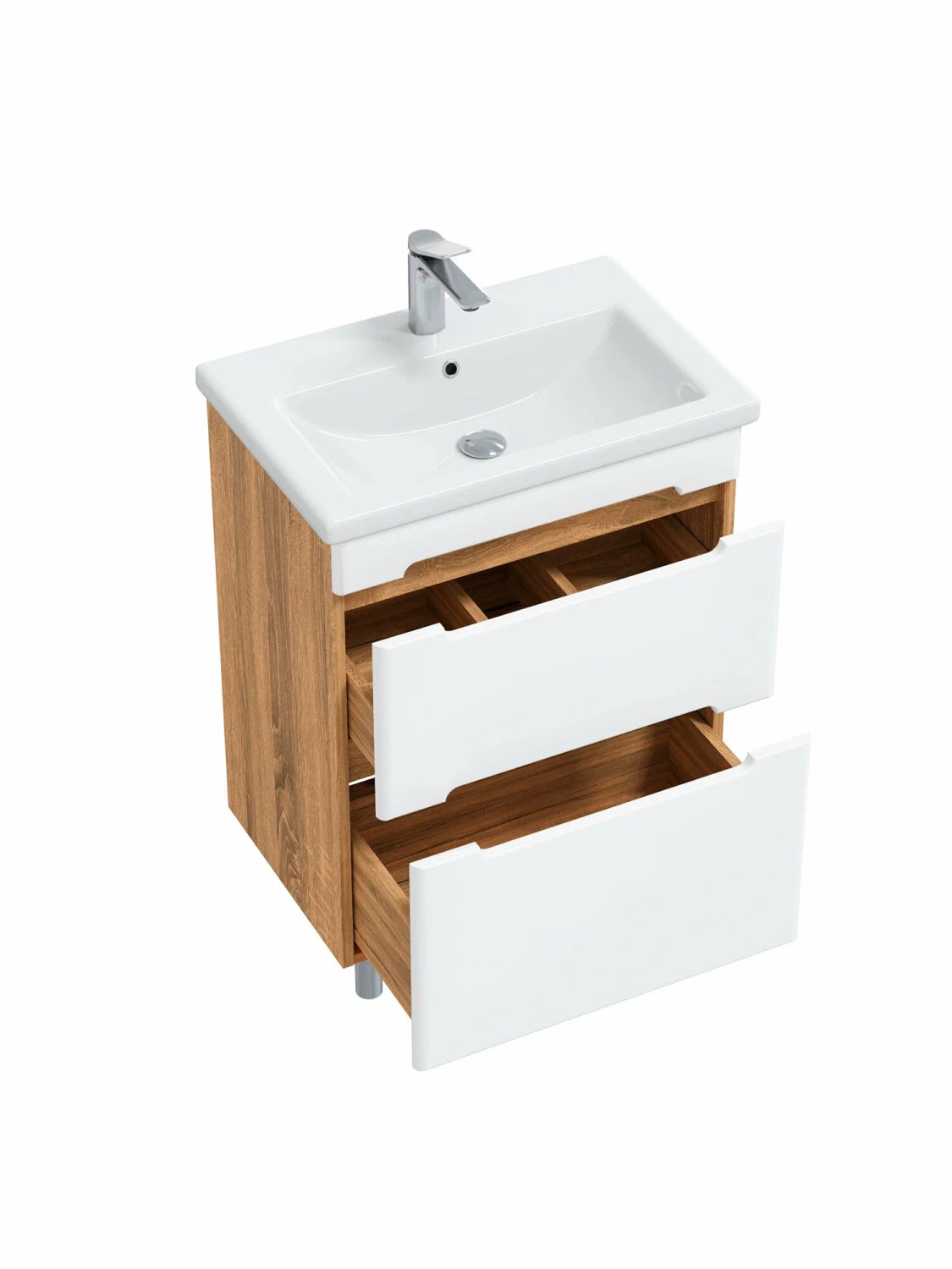 Тумба напольная SanStar Diva 50 с раковиной Фест 50 белый, Дуб вотан