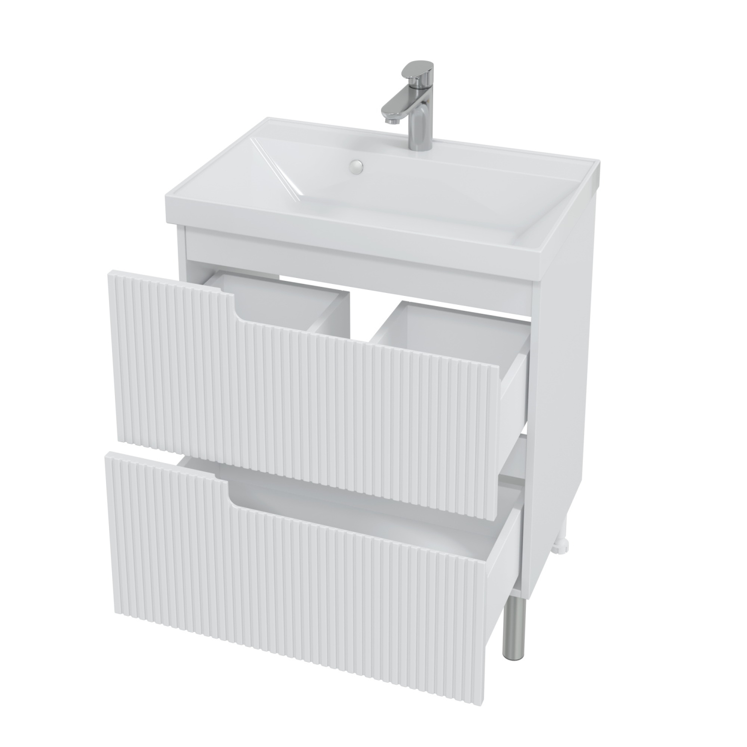 Тумба напольная Санта Альтаир 70 с раковиной Астория 70, 2 ящика, белый