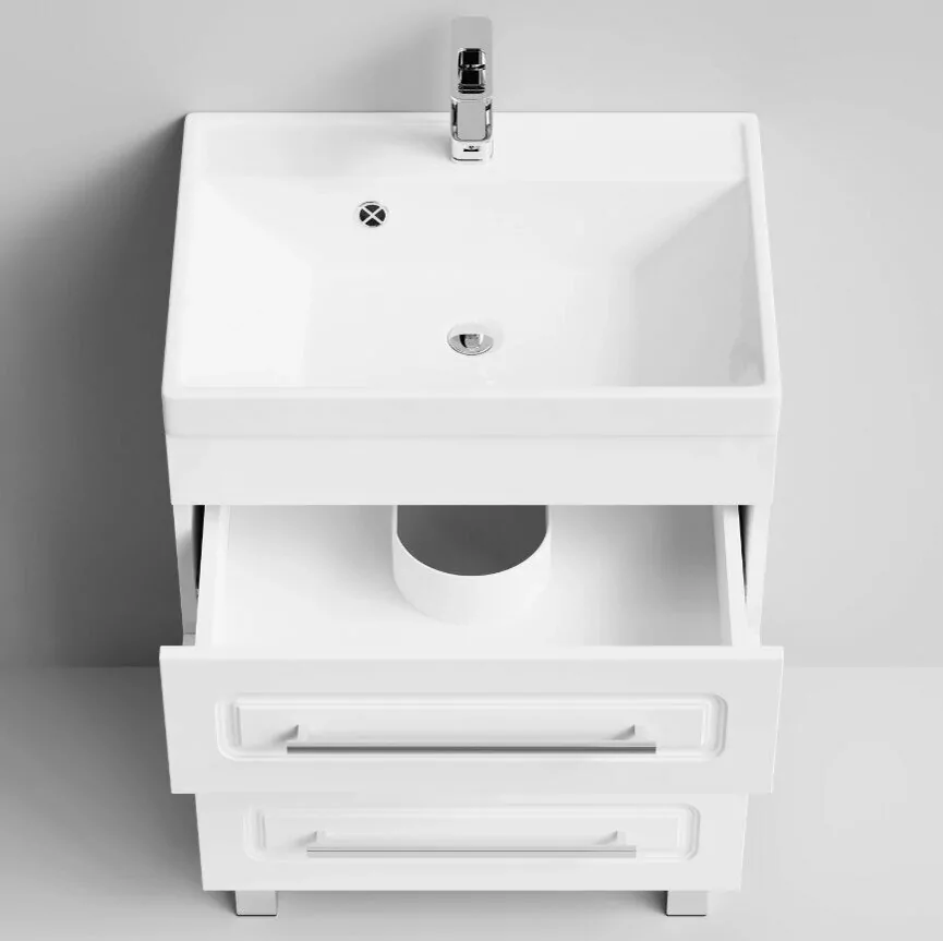 Тумба напольная Vod-ok Арабеска 60 с раковиной Classica 60, белая + 13 цветов от магазина Vanna-Vanna.ru!