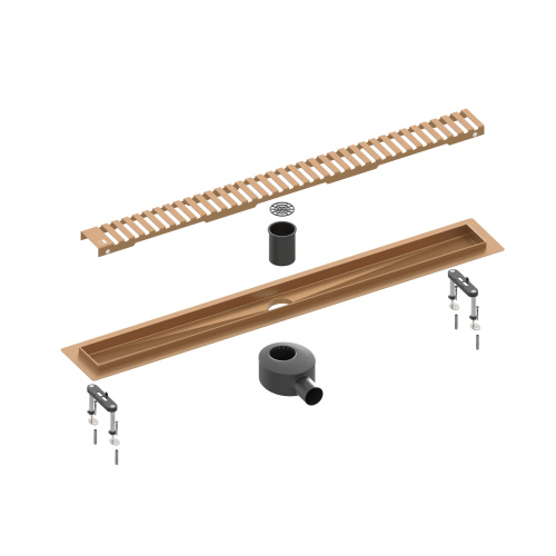 Душевой лоток TIMO Drain System 700 с вставкой "lines", Розовое золото от магазина Vanna-Vanna.ru!