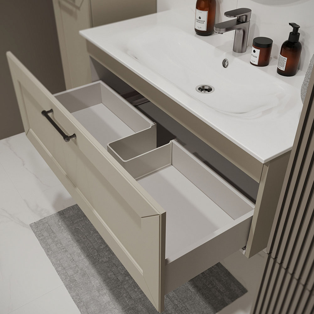 Тумба с раковиной подвесная (100 см) Terminus Victoria VIC101001900101O, айвори