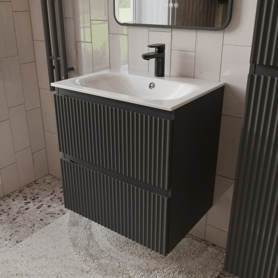 Тумба с раковиной подвесная (60 см) Terminus Sicilia SIC10602701601O, графит