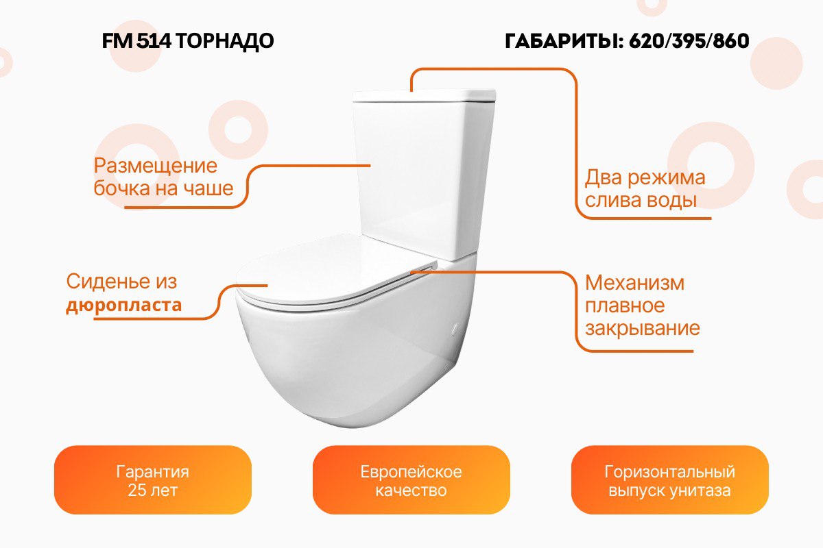 Унитаз напольный FM 514/смыв торнадо