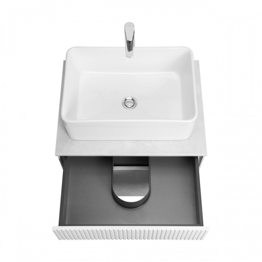 Тумба Aquaton Марбл слэйт 60 с раковиной MILA 50х35, белый матовый