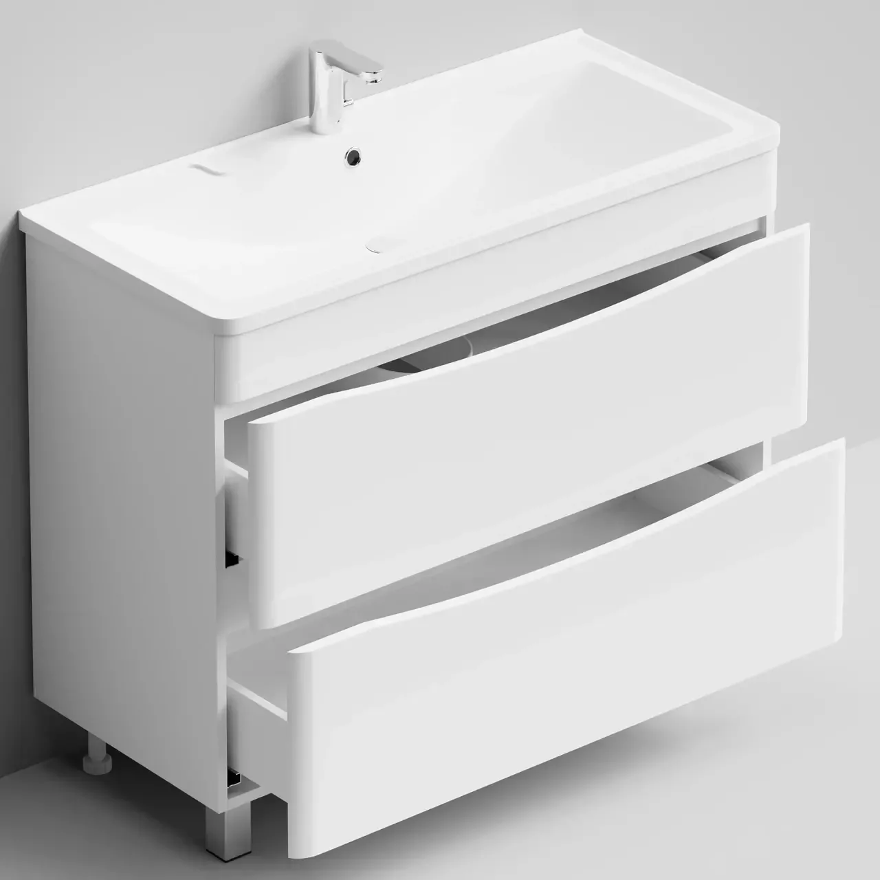 Тумба с раковиной Vod-ok Адель 100 напольная, белая + 13 цветов