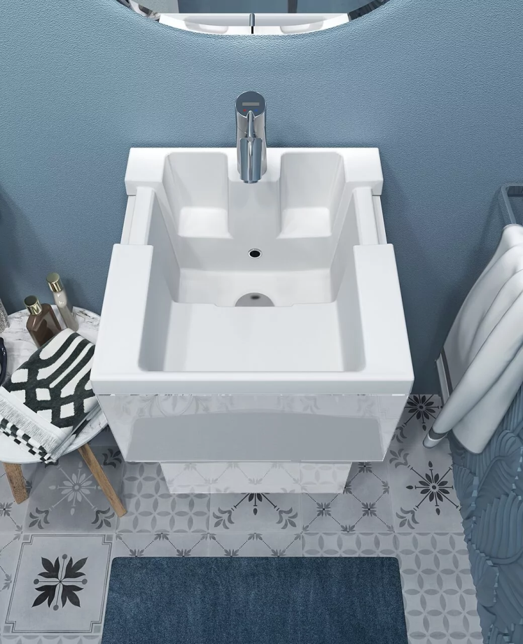 Тумба с раздвижной раковиной напольная 1Marka Bumble 40Н, 2 ящика, белый