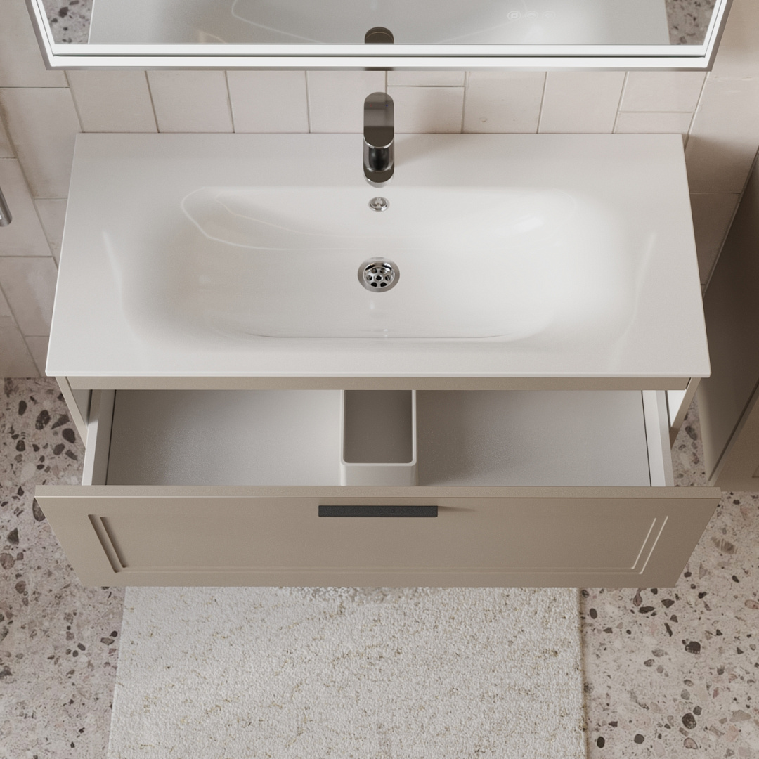 Тумба с раковиной подвесная (100 см) Terminus Classik CLA101001200501O, капучино