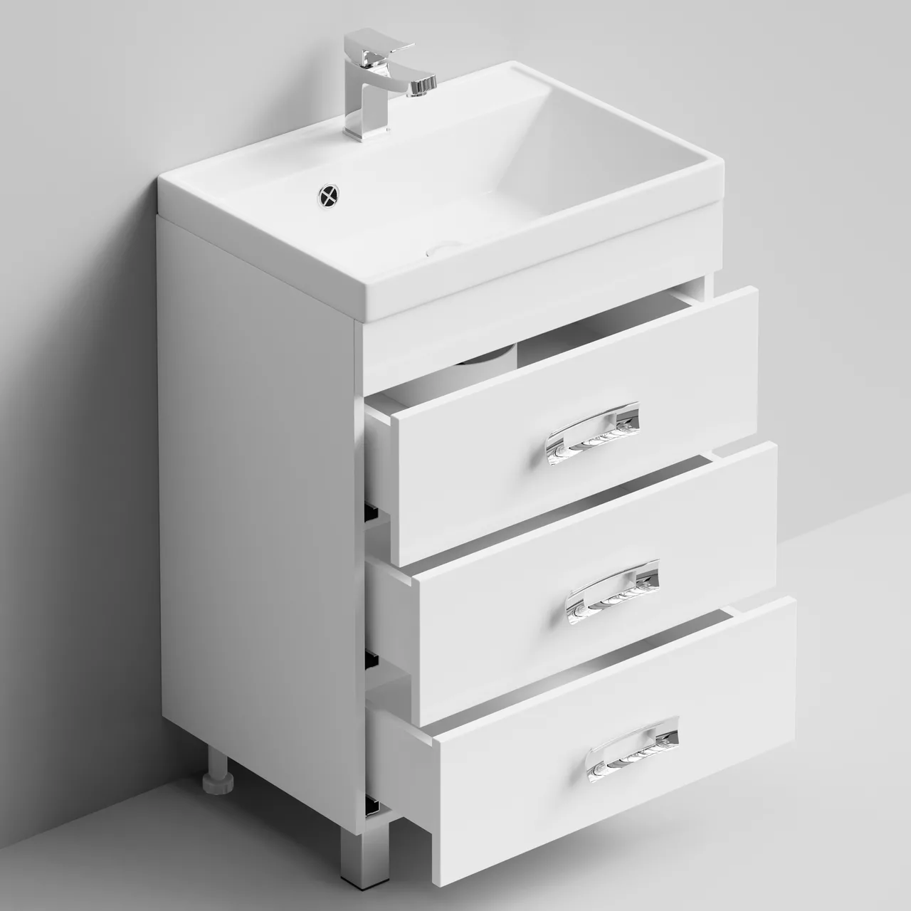 Тумба напольная Vod-ok Орландо 60 с раковиной Classica 60, белая + 13 цветов