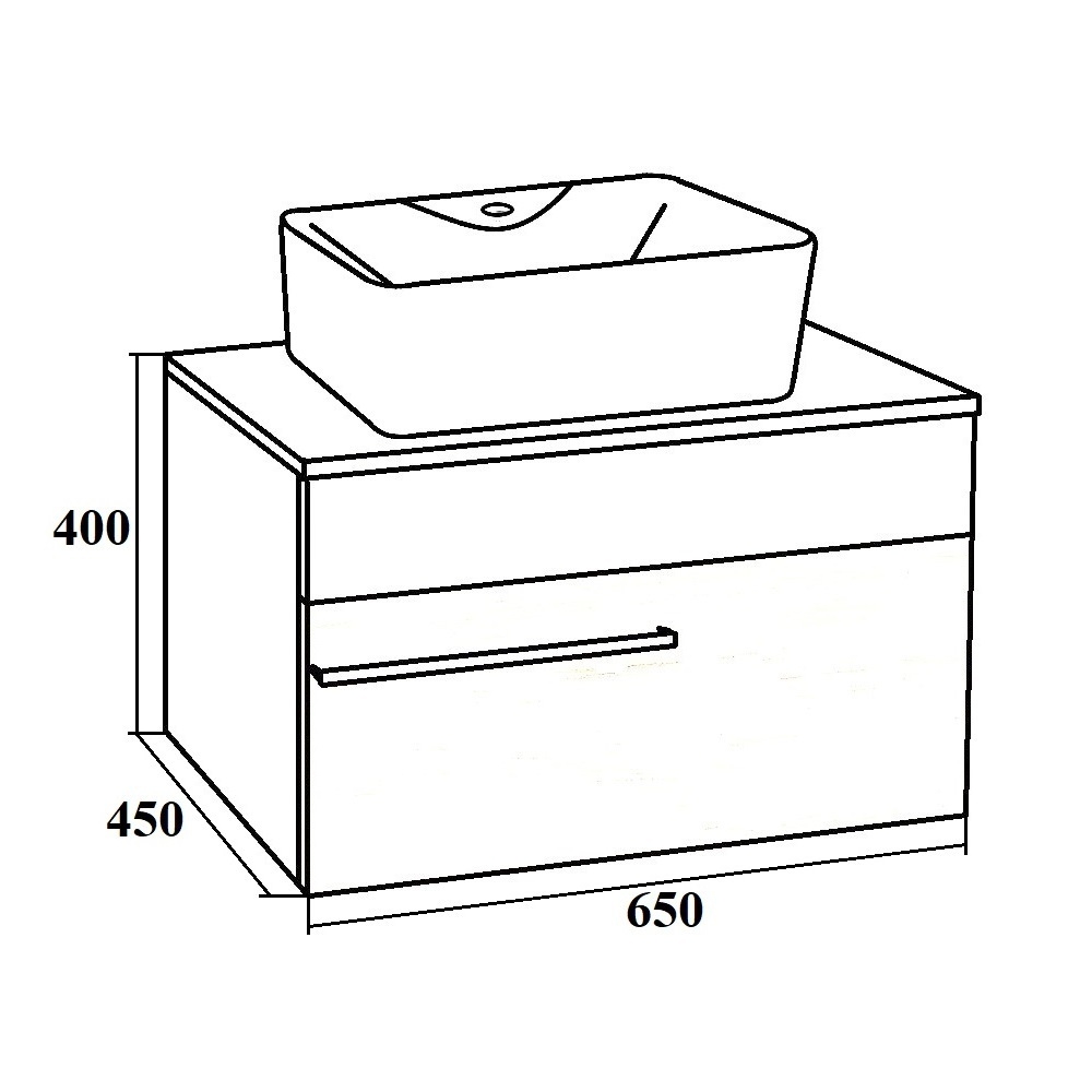 Тумба с раковиной подвесная Runo Вудлайн 65 скандинавский дуб/белый