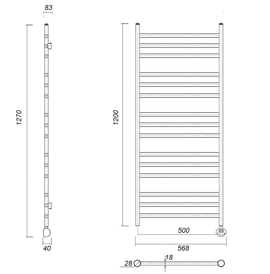 Полотенцесушитель электрический Domoterm Медея П15 500х1200 ER правый, античная бронза