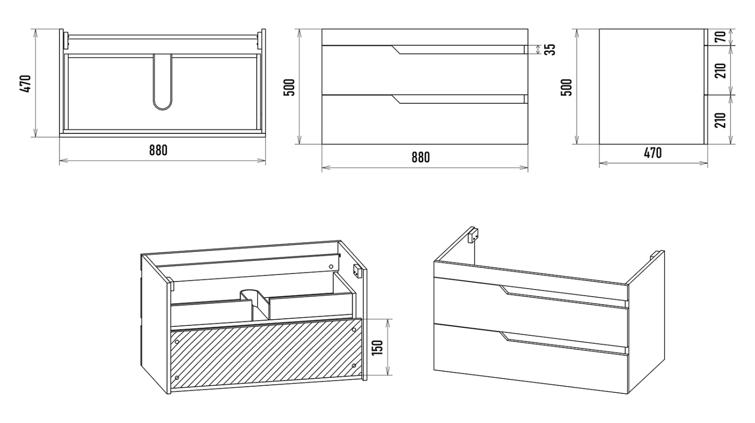 Тумба с раковиной Misty Софт 90 подвесная, белый