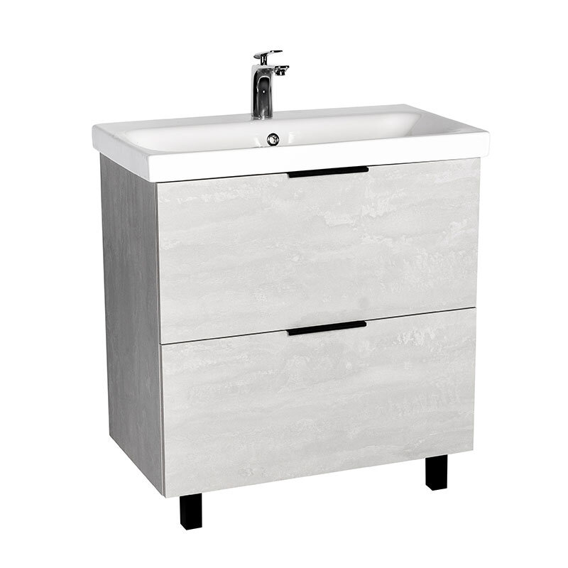 Тумба напольная Viant Берлин 80 с раковиной Moduo 80, 2 ящика, цемент