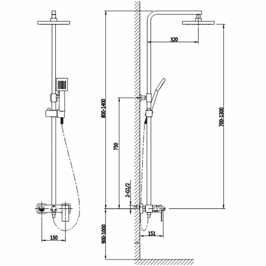 Душевая стойка Timo Briana SX-7130/03 черный матовый