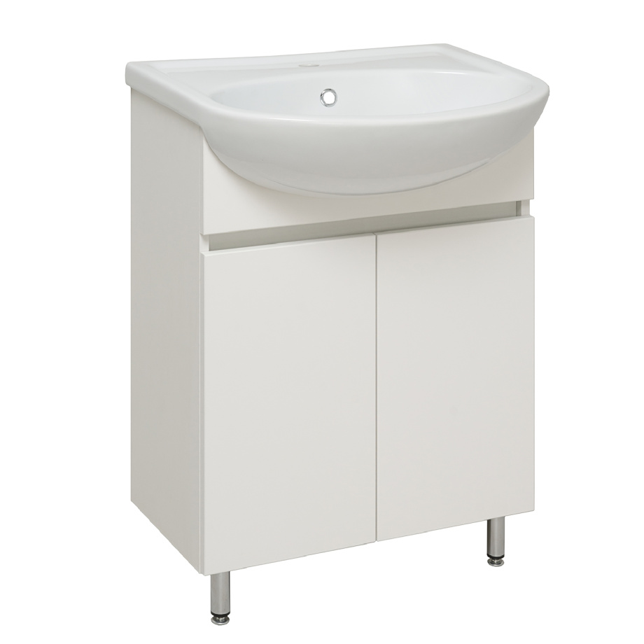 Тумба напольная Runo Лада 60 белый с раковиной Уют 60