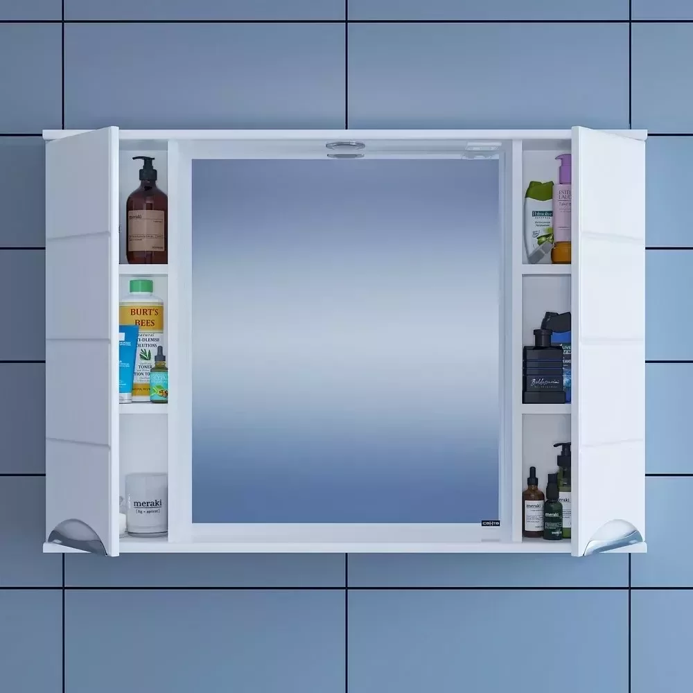 Зеркало со шкафчиком Санта Родос 100 свет, белый