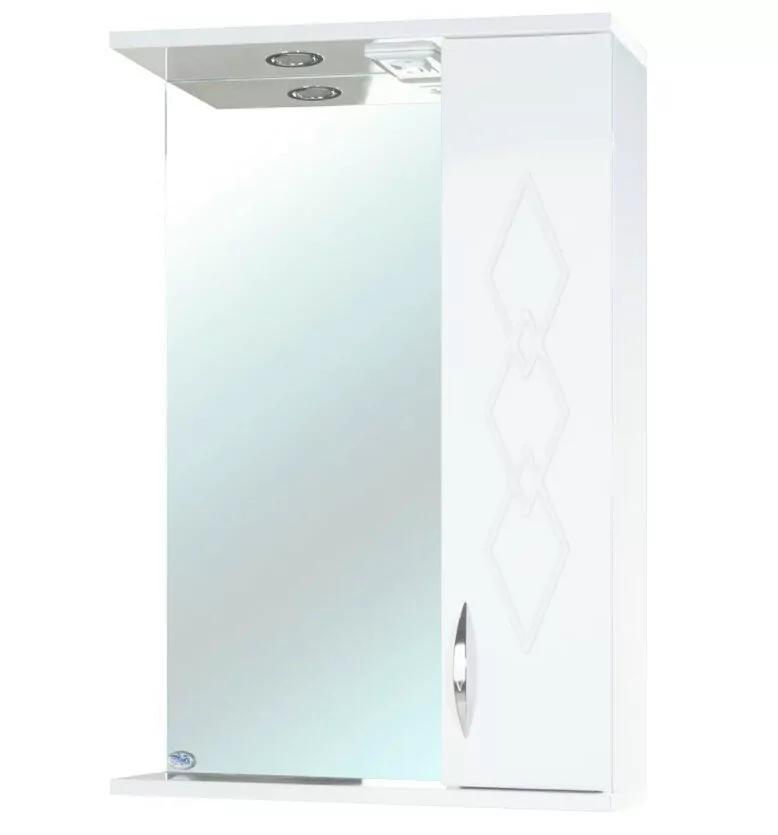 Зеркало со шкафчиком Bellezza Элеганс 55 R свет, белый