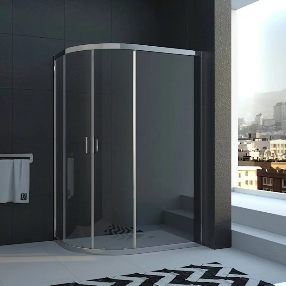 Душевой уголок Veconi RV03-10090A-01-19C1 100х90 асимметричный, без поддона, прозрачное стекло, хром