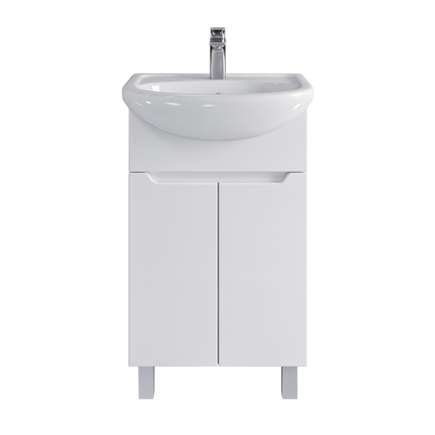 Тумба напольная SanStar Лайн 50 с раковиной Уют 50 (комплект), белая