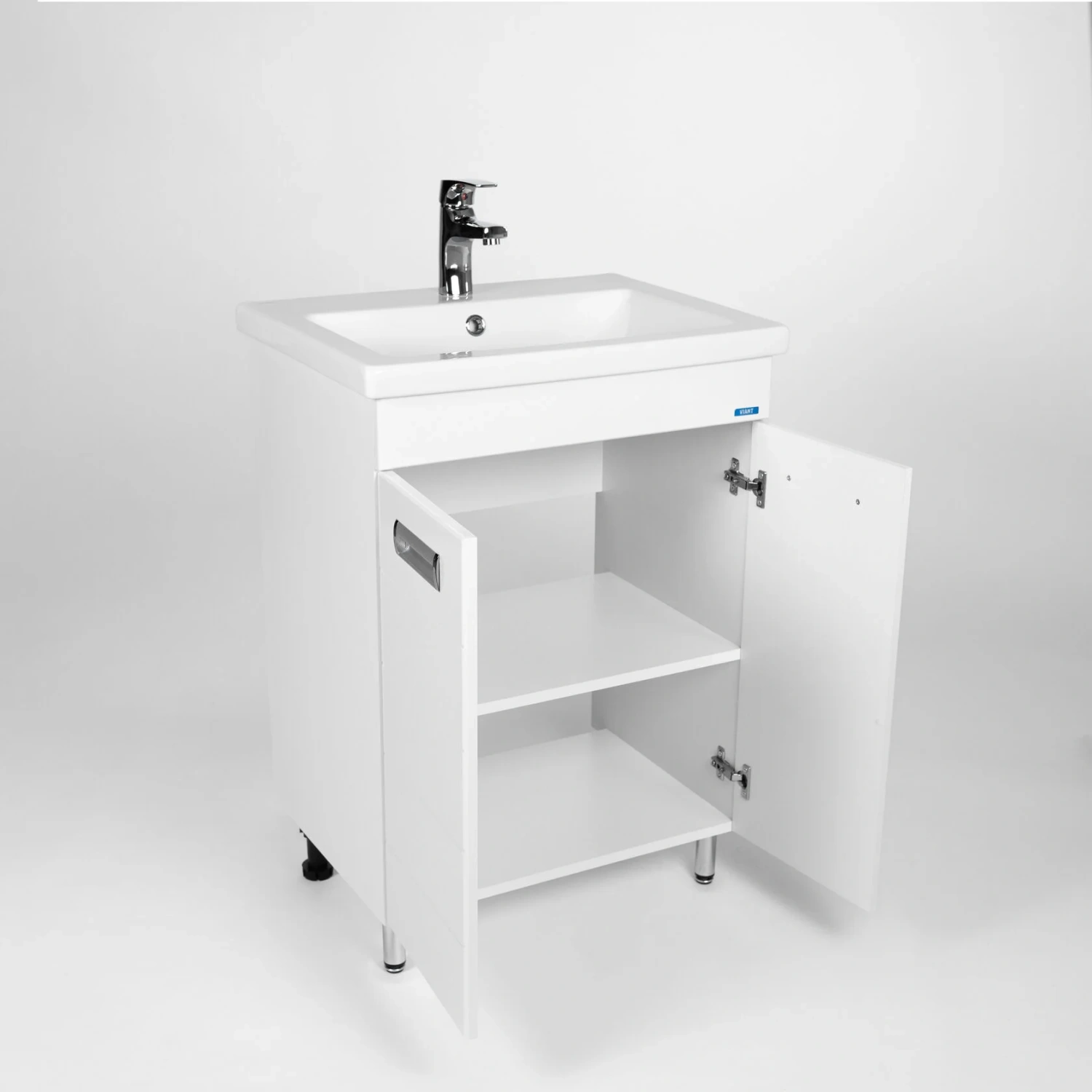 Тумба напольная Viant Вена 60 с раковиной Como 60, белый