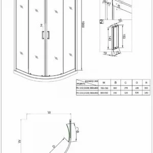 Душевой угол Veconi Rovigo RV-202G, 800x800x1900, брашированное золото, прозрачное стекло