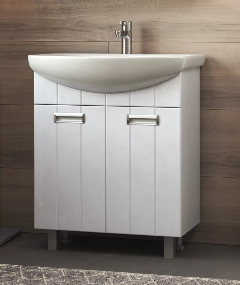 Тумба напольная Vigo Diana 70 с раковиной Балтика 70, 2 двери, белый