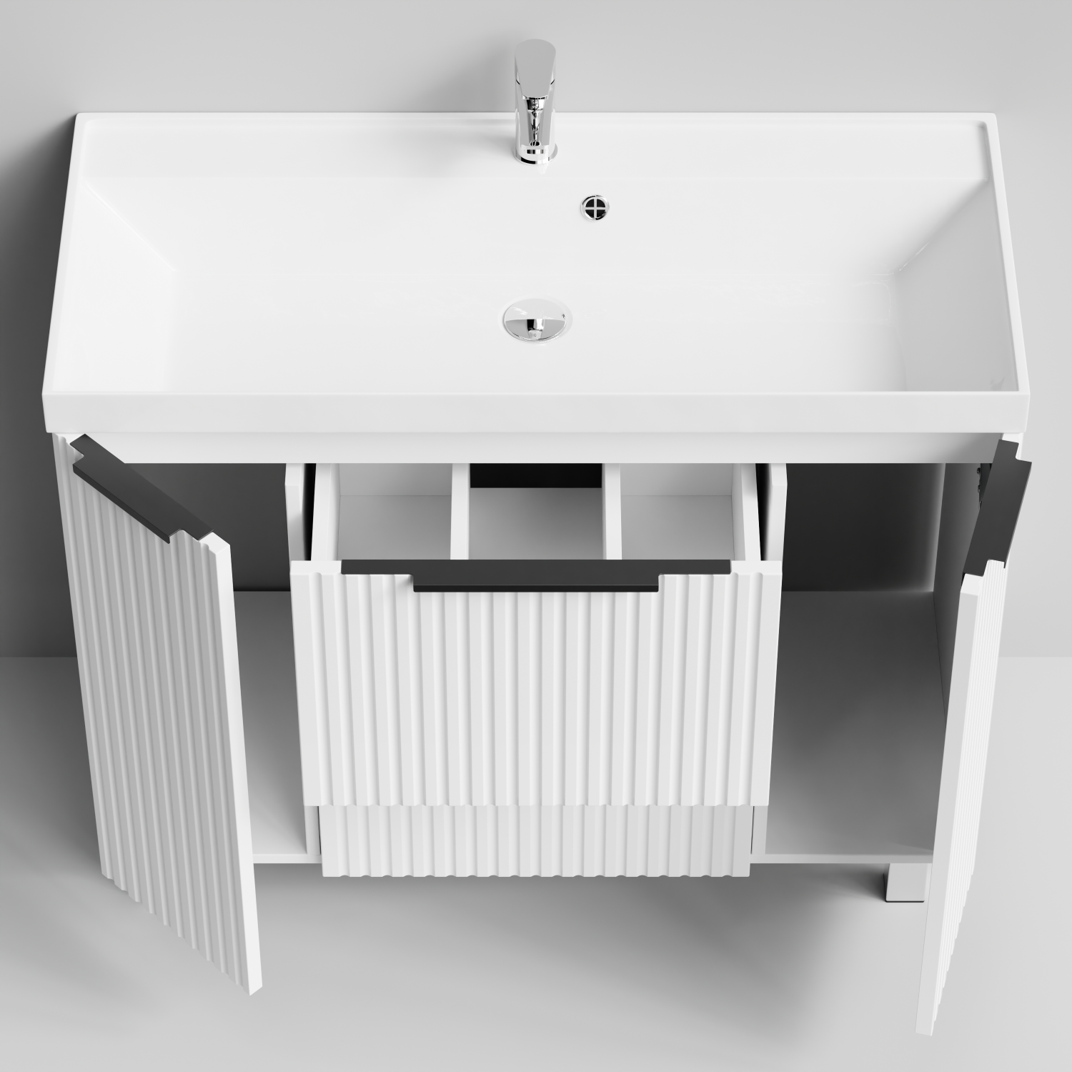 Тумба с  раковиной Vod-ok Дольче 100 2 ящика 2 двери, напольная, белая + 13 цветов