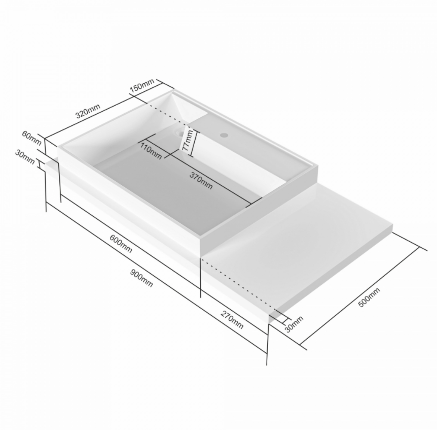 Раковина Санта Юпитер 900х500 L белая