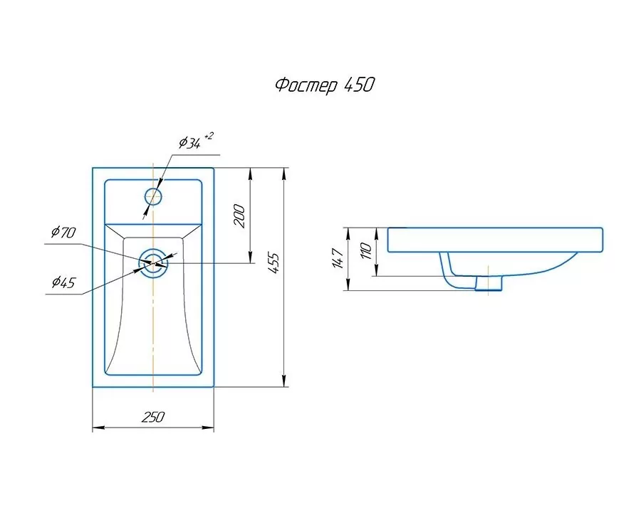 Тумба подвесная Corozo Теона 45 с раковиной Фостер 45, белый от магазина Vanna-Vanna.ru!
