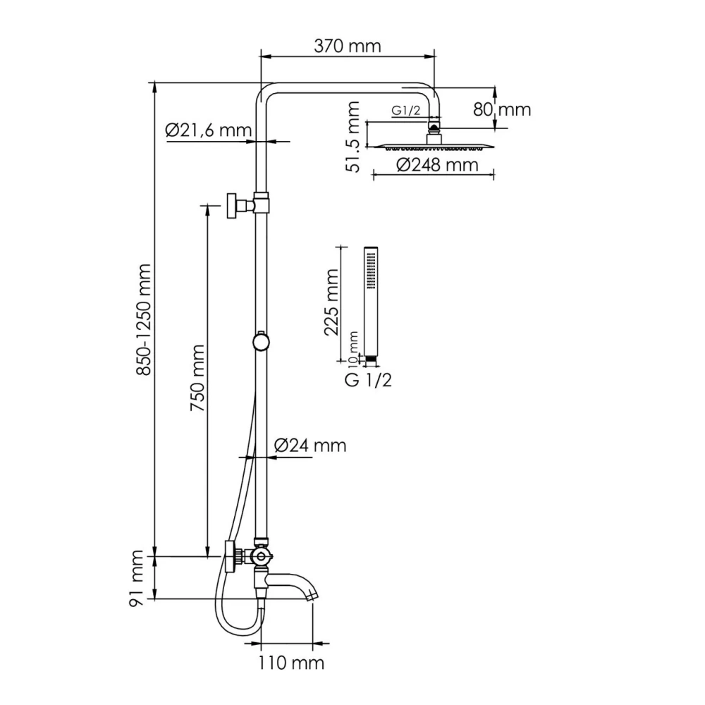 Душевая стойка WasserKraft Elbe A288.258.217.BM Thermo черный Soft-touch от магазина Vanna-Vanna.ru!