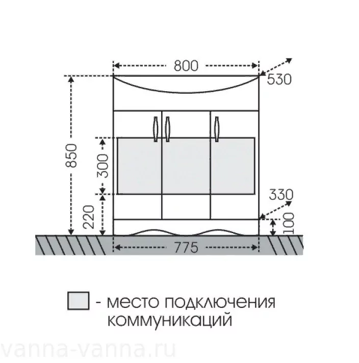 Тумба напольная Санта Верона 80 с раковиной Классик 80, 3 двери, белая от магазина Vanna-Vanna.ru!