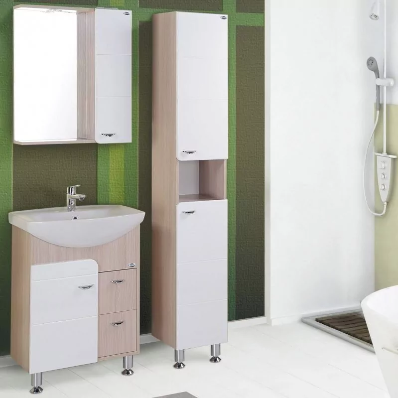 Мебель для ванной Onika Стиль 60.13 комплект, напольный, белый/светлый ясень шимо