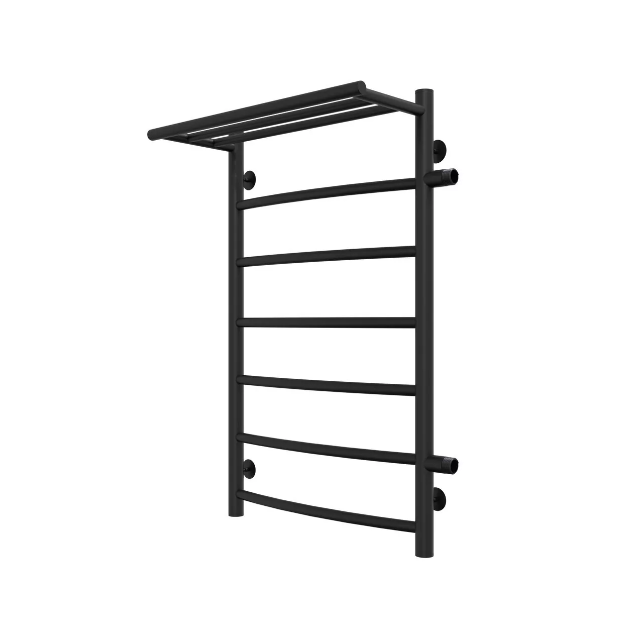 Полотенцесушитель водяной Laris Классик П7 500х800 R МЦ 500-1, боковой, с полкой, черный матовый