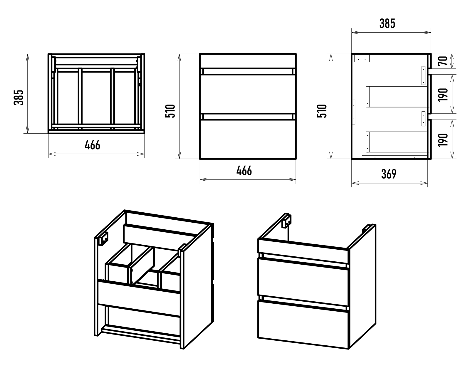 Тумба с раковиной Misty Енисей 50 подвесная, белый