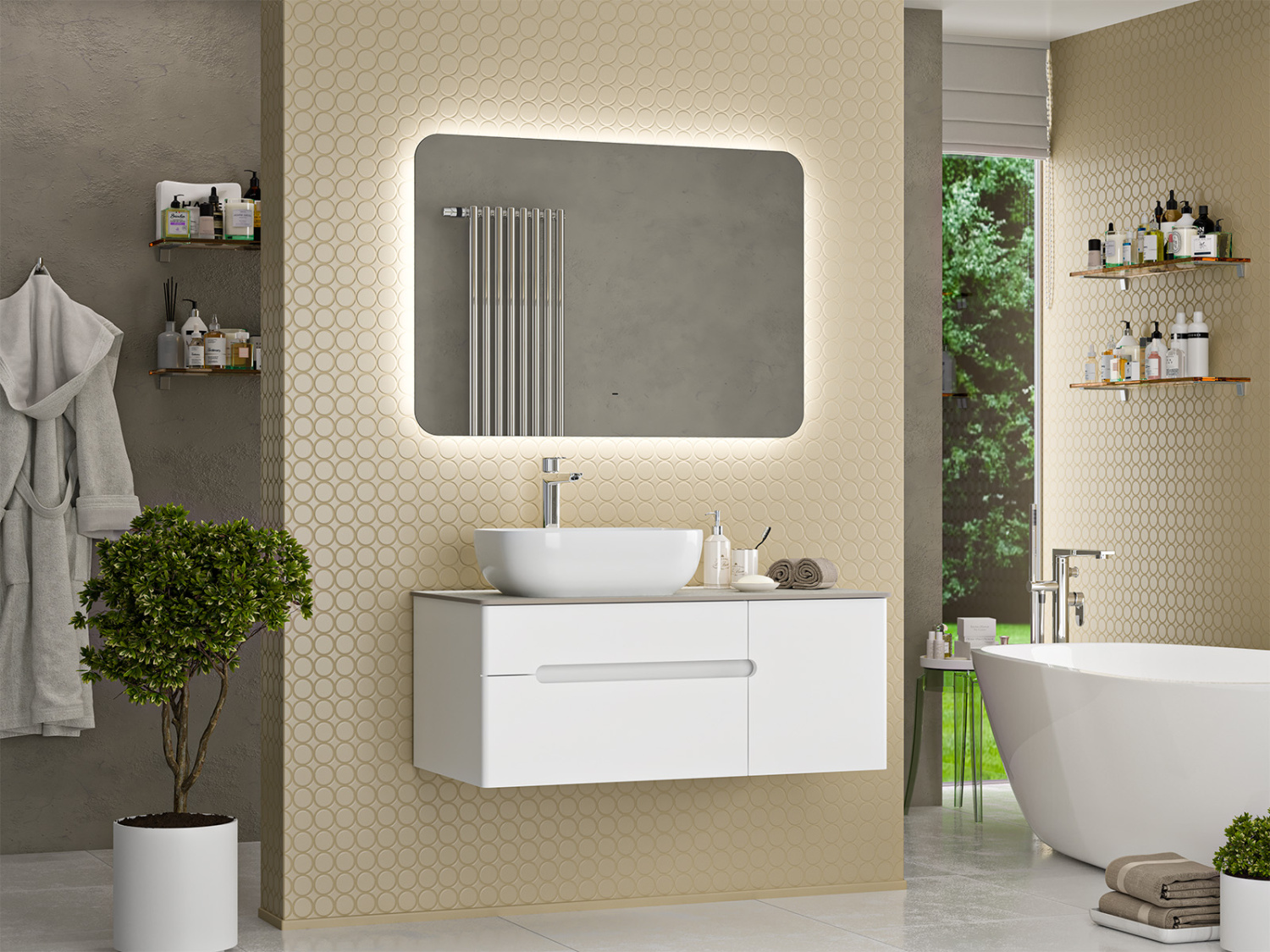 Тумба с раковиной Misty Роял 100 подвесная, белый