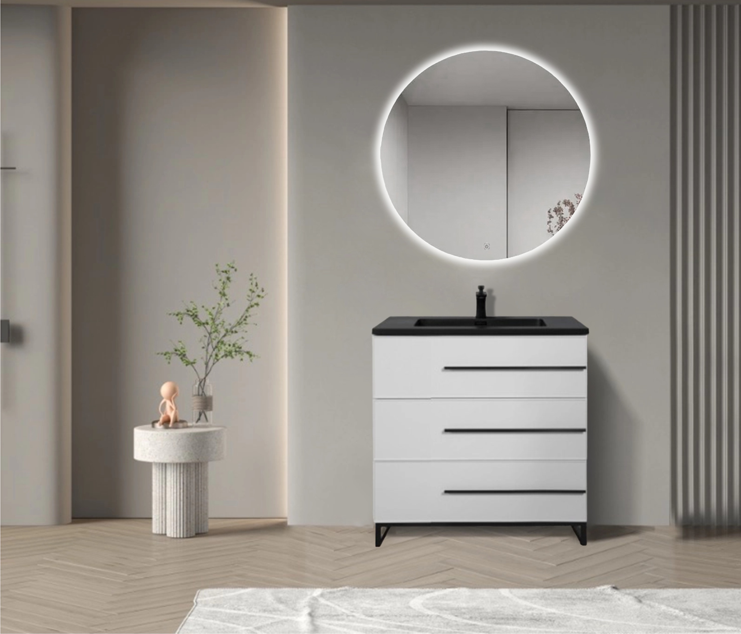 Тумба с раковиной Parly Bella-T 90 напольная, белый