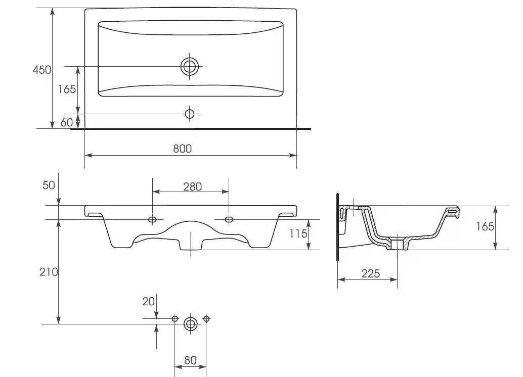 Мебель для ванной Stella Polar Фаворита 80 комплект, напольный, белый глянец