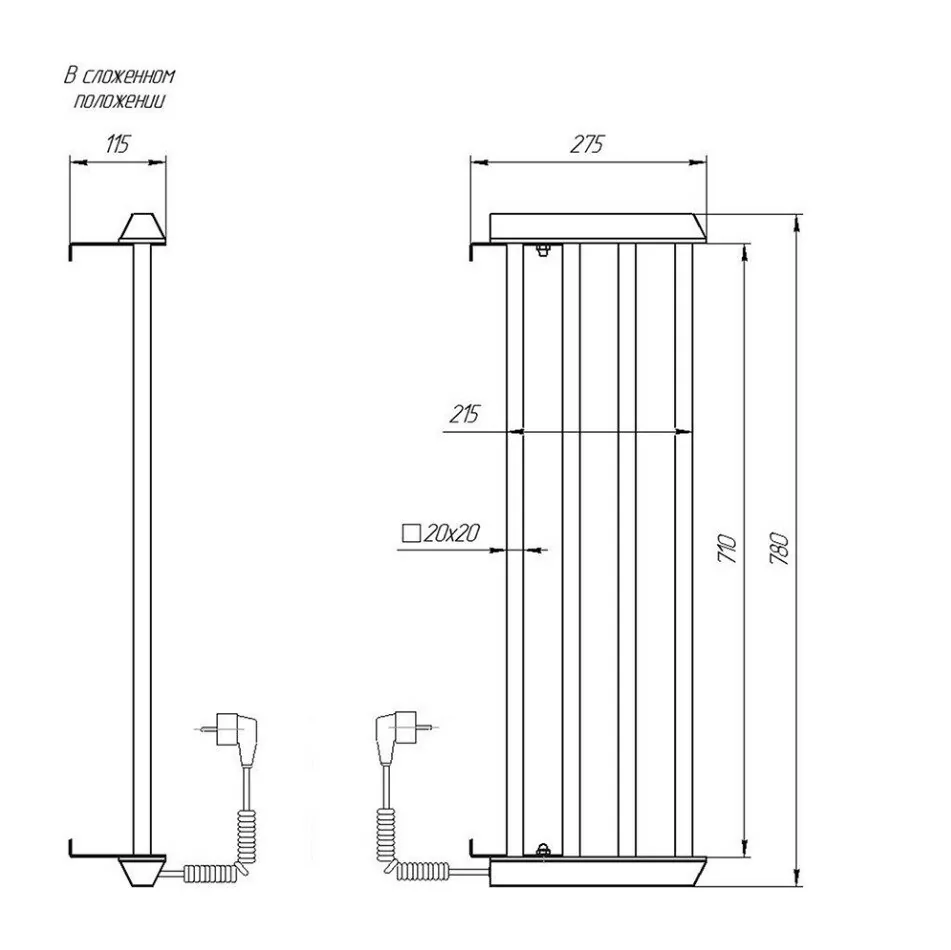 Полотенцесушитель электрический полка Domoterm DMT 73 25х83 L левый, хром