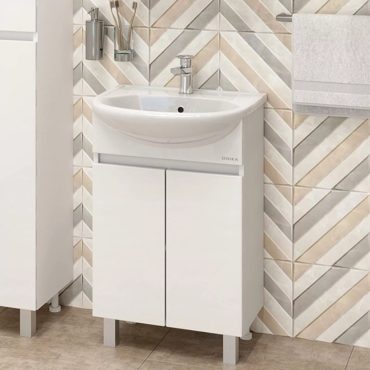 Тумба с раковиной Onika Милтон 60 напольная, белый
