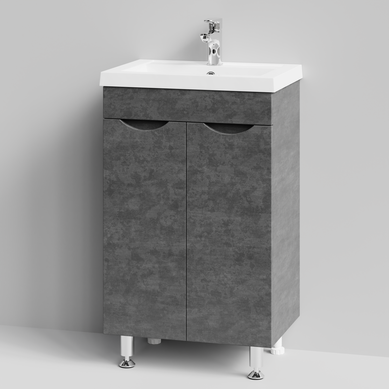 Тумба с раковиной Vod-ok Смайл 50 напольная, Серый камень