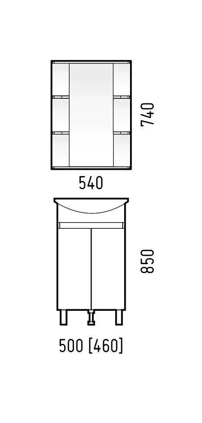 Тумба напольная Corozo Джуно 50М с раковиной Уют 50, белый