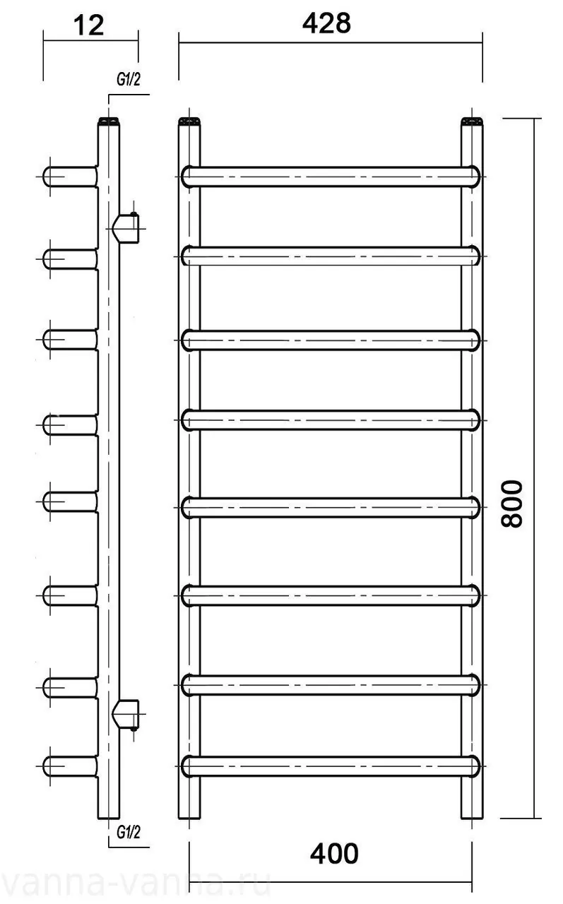 Полотенцесушитель водяной Domoterm Стефано П8 400x800 АБР античная бронза