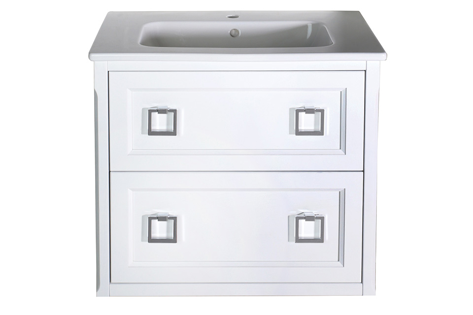 Тумба с раковиной ASB Woodline Рома 80, 2 ящика, подвесная, белый