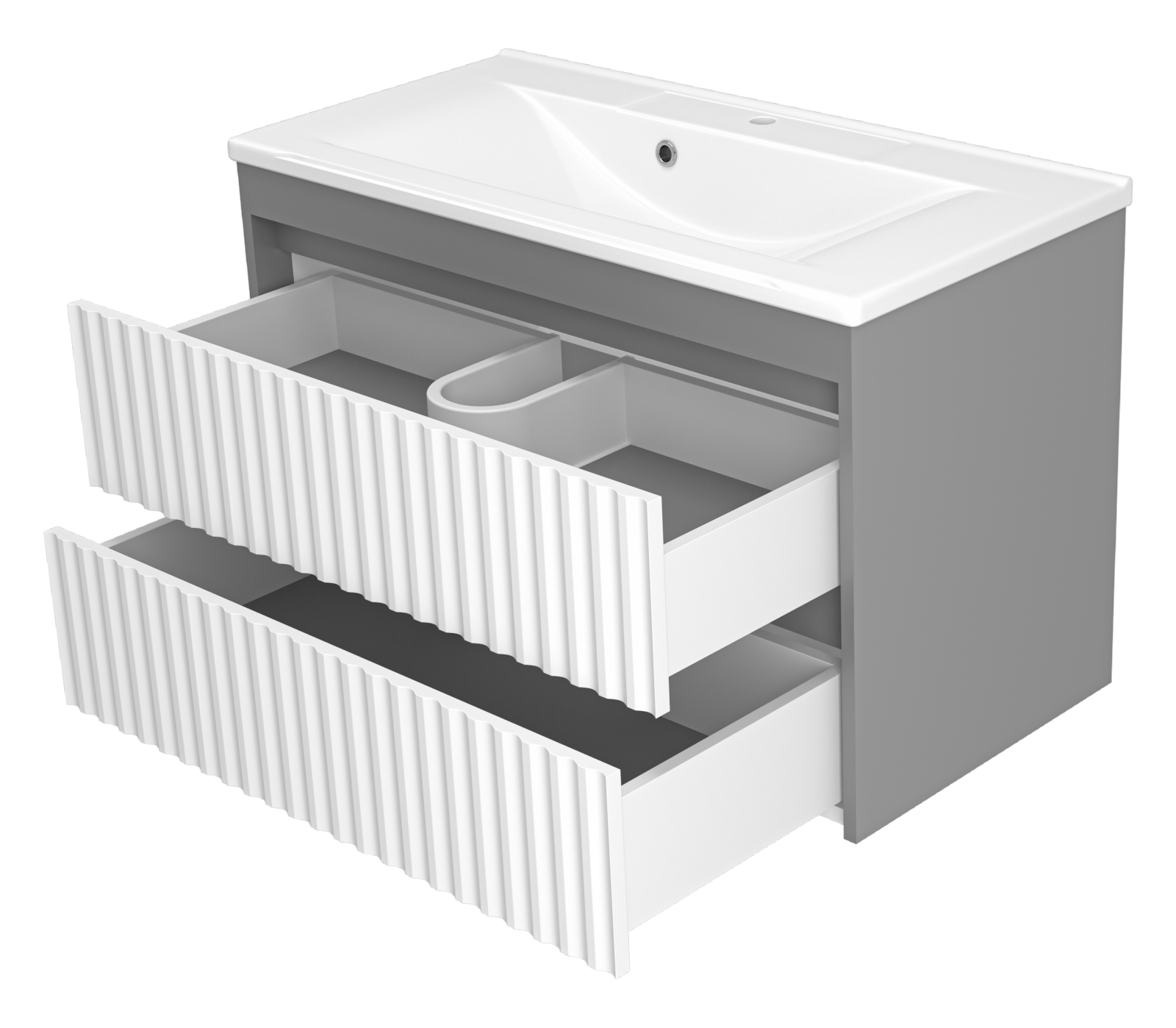 Тумба с раковиной Brevita Balaton 90 подвесная, белый/серый