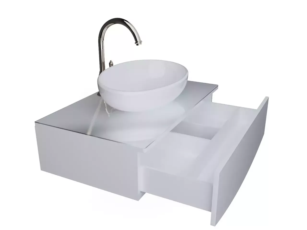 Тумба подвесная 1Marka Nega 80П с накладной раковиной Infinity 60, 1 ящик, белый