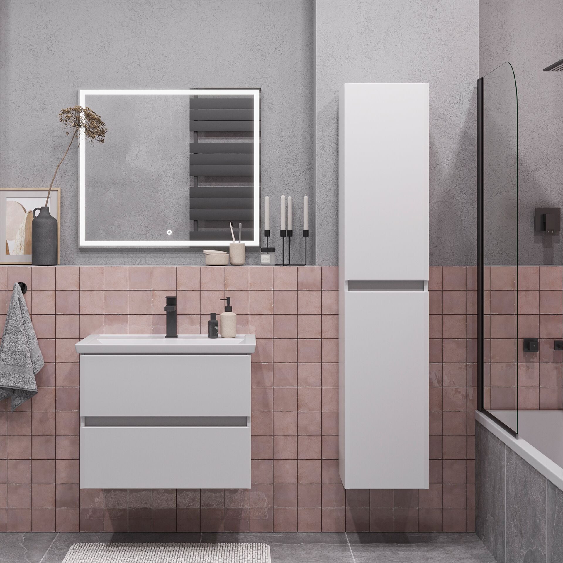 Тумба подвесная SanStar Велья 70 с раковиной Como 70 (комплект), белая