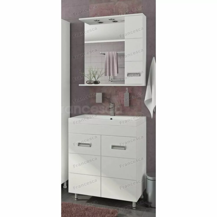 Мебель для ванной Francesca Кубо 70 комплект, напольный, белый